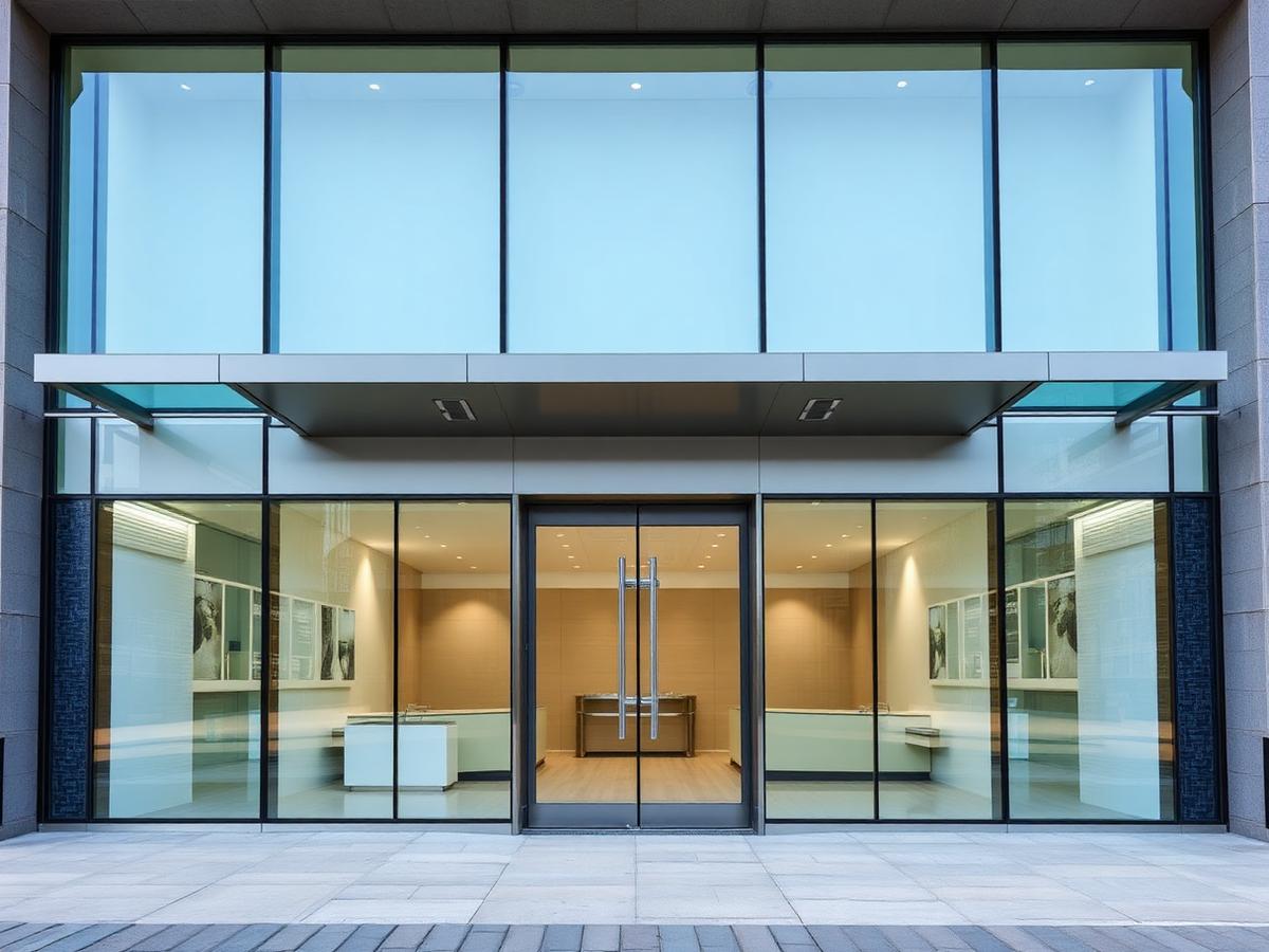 Commercial glass storefront doors and aluminum entrance system